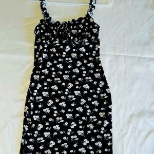 Strap Tie Front Ruched Bust Daisy Floral Dress
